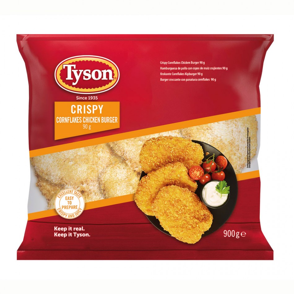 Προψημένα Μπιφτέκια Κοτόπουλου Crispy Cornflakes (90 g) Tyson