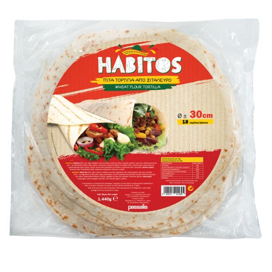 Πίτες Τορτίγια 30 εκ. από σιτάλευρο Habitos 