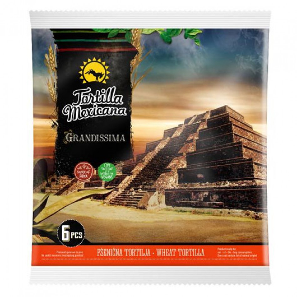 Πίτες Τορτίγια 25 cm από σιτάλευρο (6 πίτες) Tortilla Mexicana