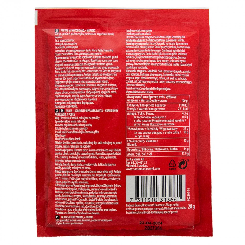 Fajita Seasoning Mix Santa Maria