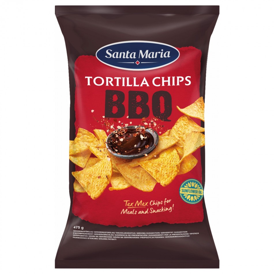 Τortilla Chips από καλαμποκάλευρο με γεύση BBQ Santa Maria