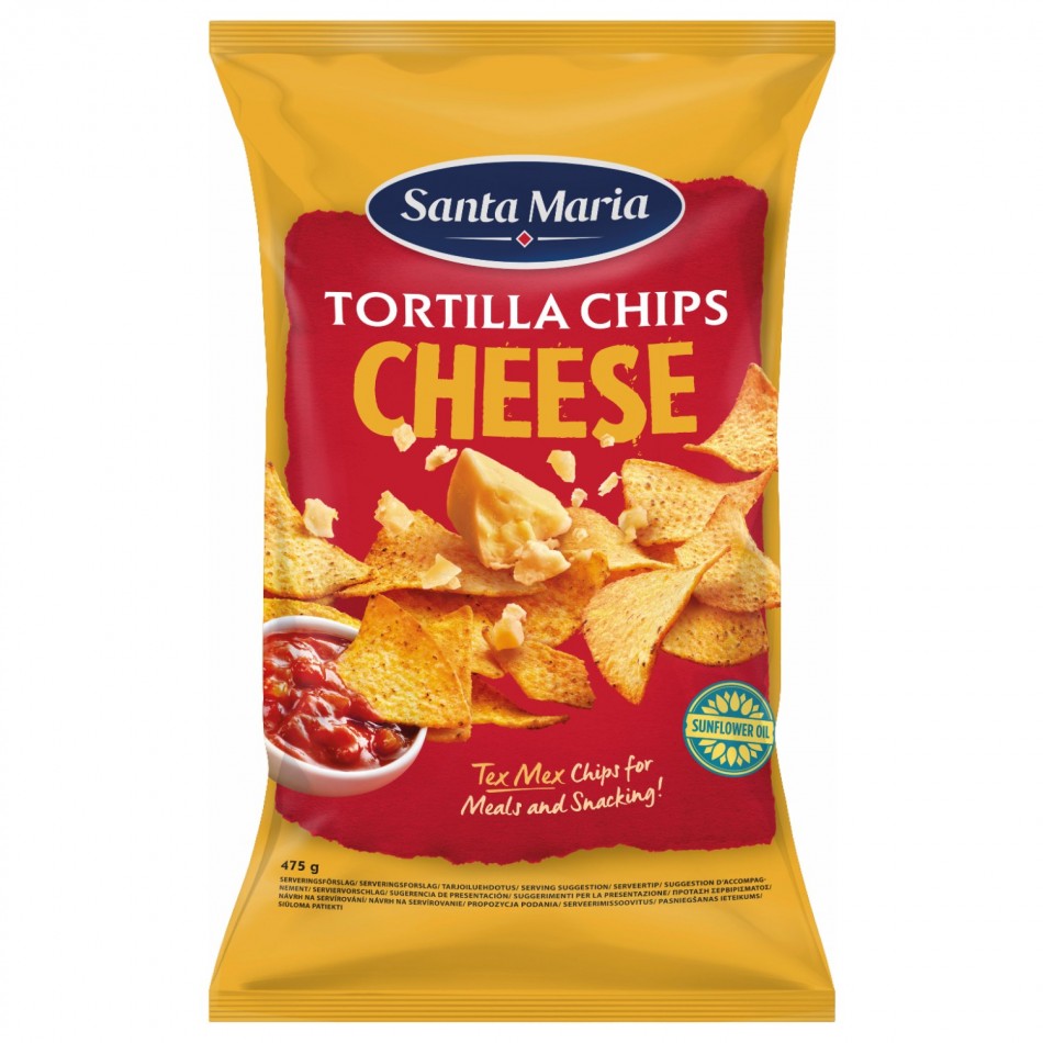 Τortilla Chips από καλαμποκάλευρο με γεύση τυρί Santa Maria