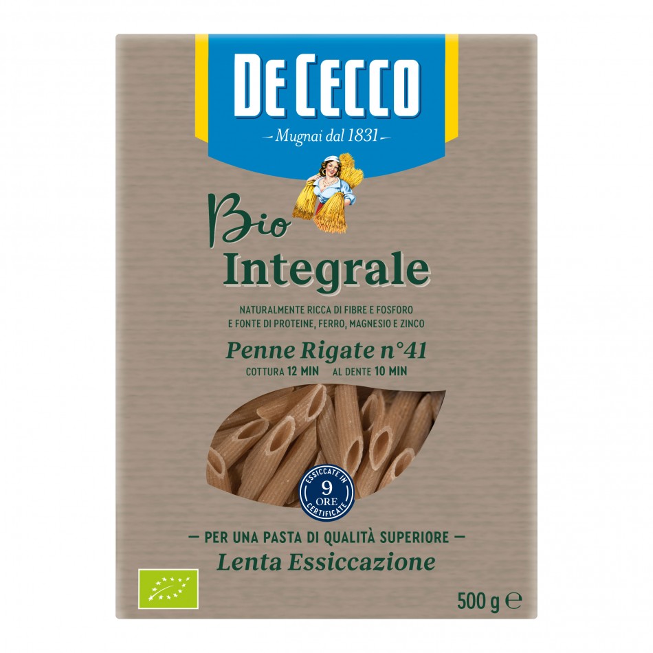 Ζυμαρικά Οργανικά Ολικής Άλεσης Penne Rigate no. 41 De Cecco 