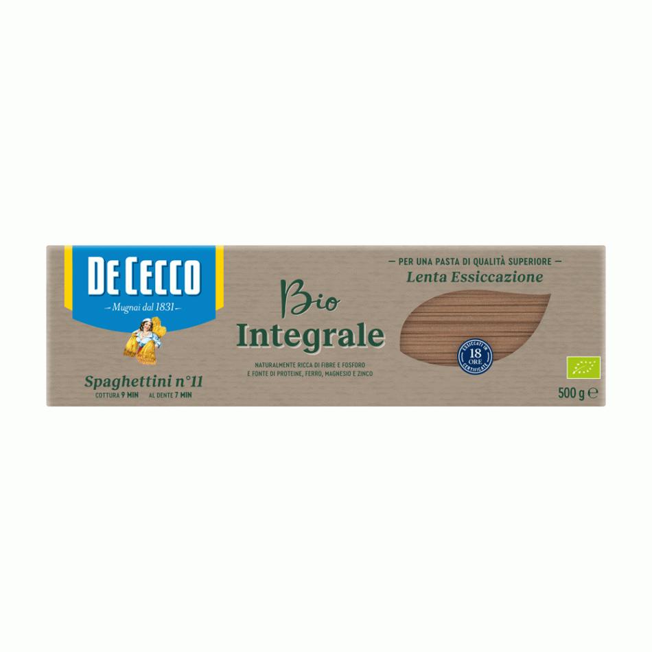 Ζυμαρικά Οργανικά Ολικής Άλεσης Spaghettini no. 11 De Cecco