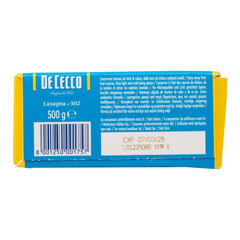 Ζυμαρικά Lasagna no. 502 De Cecco