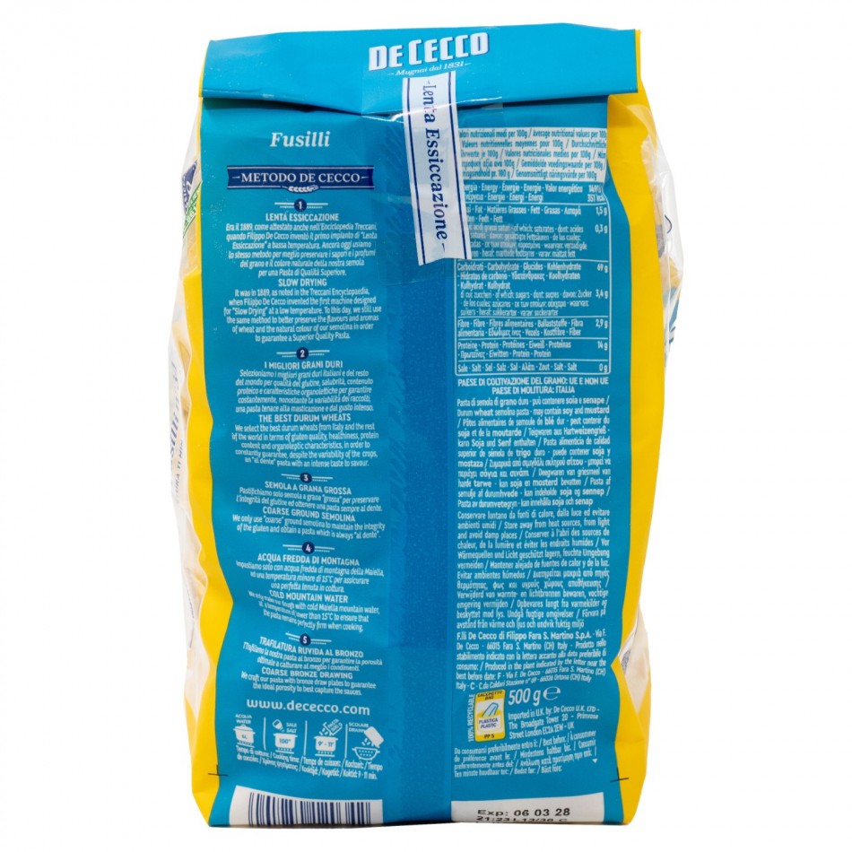 Ζυμαρικά Fusilli no. 34 De Cecco