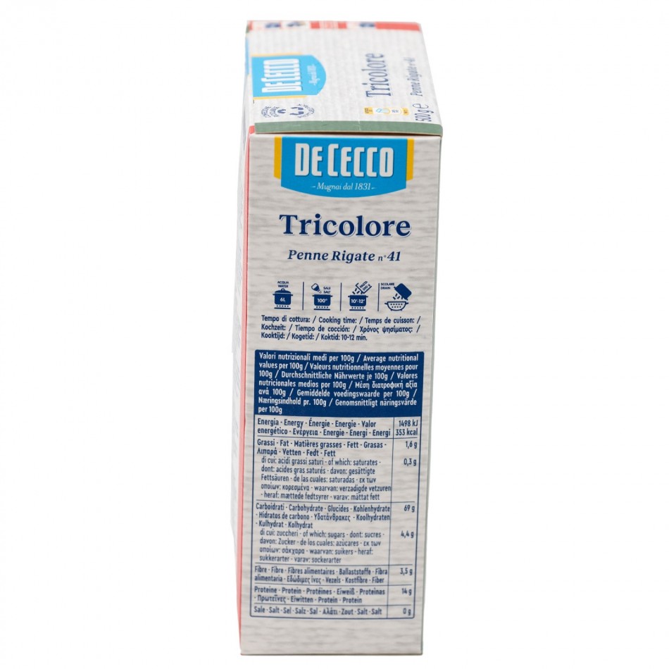 Ζυμαρικά Penne Rigate Tricolore no. 41 De Cecco 