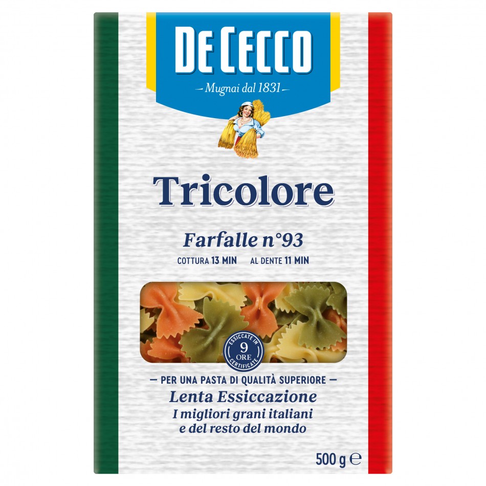 Ζυμαρικά Farfalle Tricolore no. 93 De Cecco 