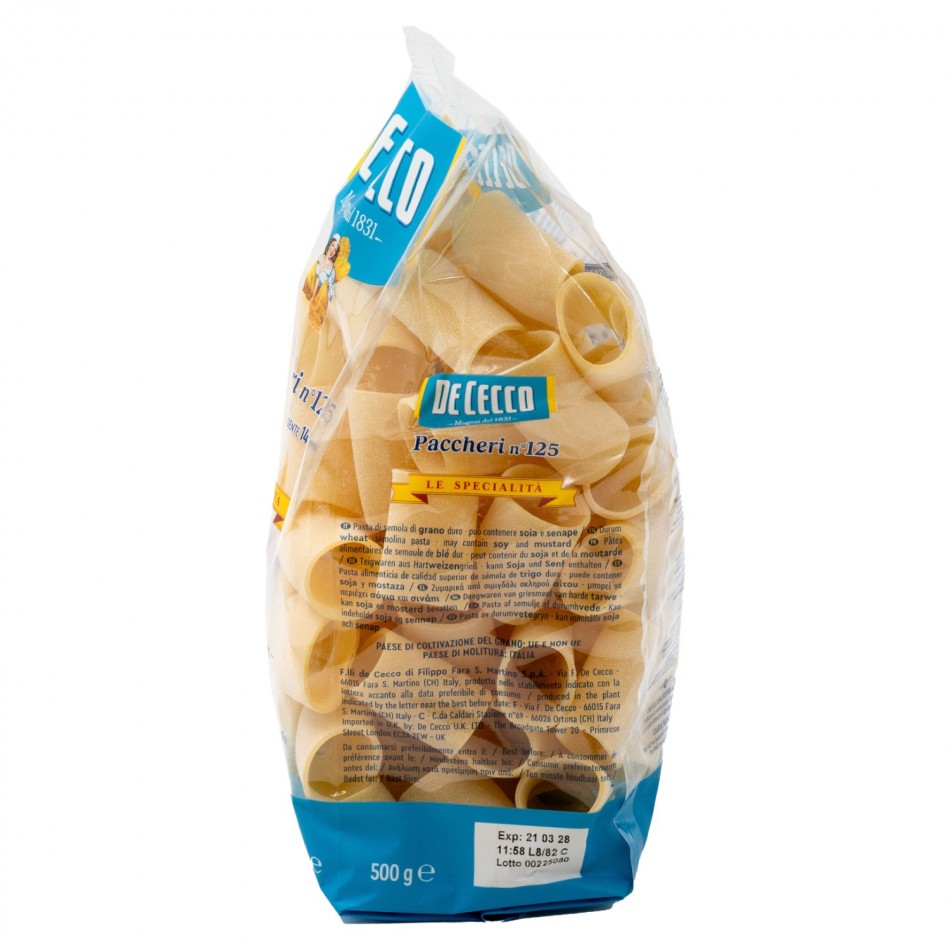 Ζυμαρικά Paccheri no. 125 De Cecco