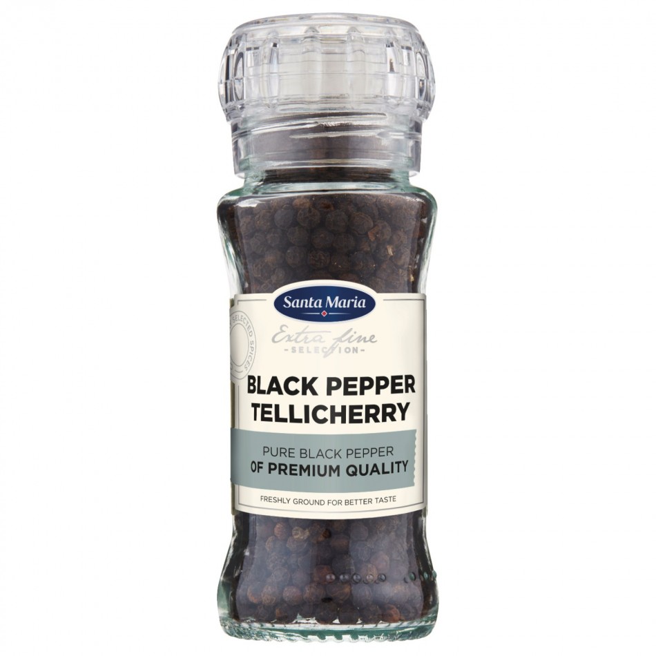 Tellicherry Black Pepper ΜΑΥΡΟ ΠΙΠΕΡΙ TELLICHERY ΣΕ ΜΥΛΟ Santa Maria