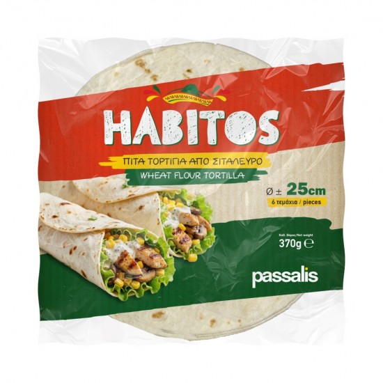 Πίτες Τορτίγια 25 εκ.  από σιτάλευρο Habitos 