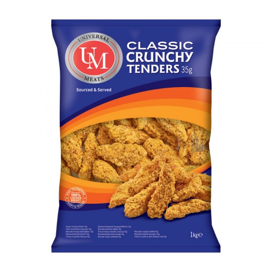 Προψημένα Φιλέτα  Κοτόπουλου Classic Crunchy  Tenders (35 g) Universal Meats