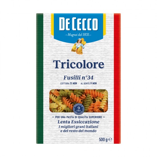 Ζυμαρικά Fusili Tricolore no. 34  De Cecco 