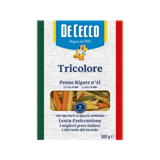 Ζυμαρικά Penne Rigate Tricolore no. 41   De Cecco 