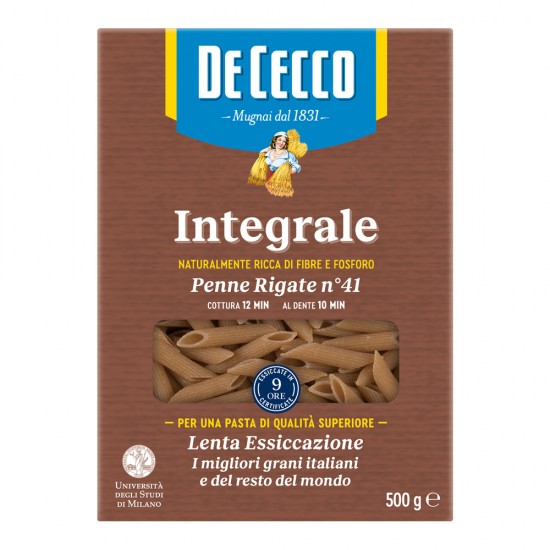 Ζυμαρικά Ολικής Άλεσης Penne Rigate no. 41   De Cecco 
