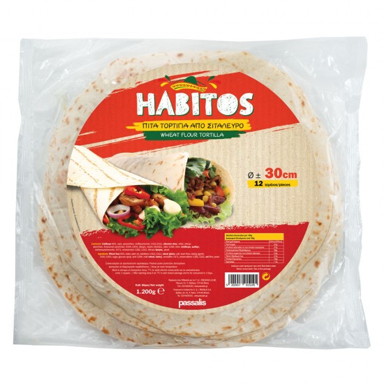 Πίτες Τορτίγια 30 εκ. από σιτάλευρο Habitos 