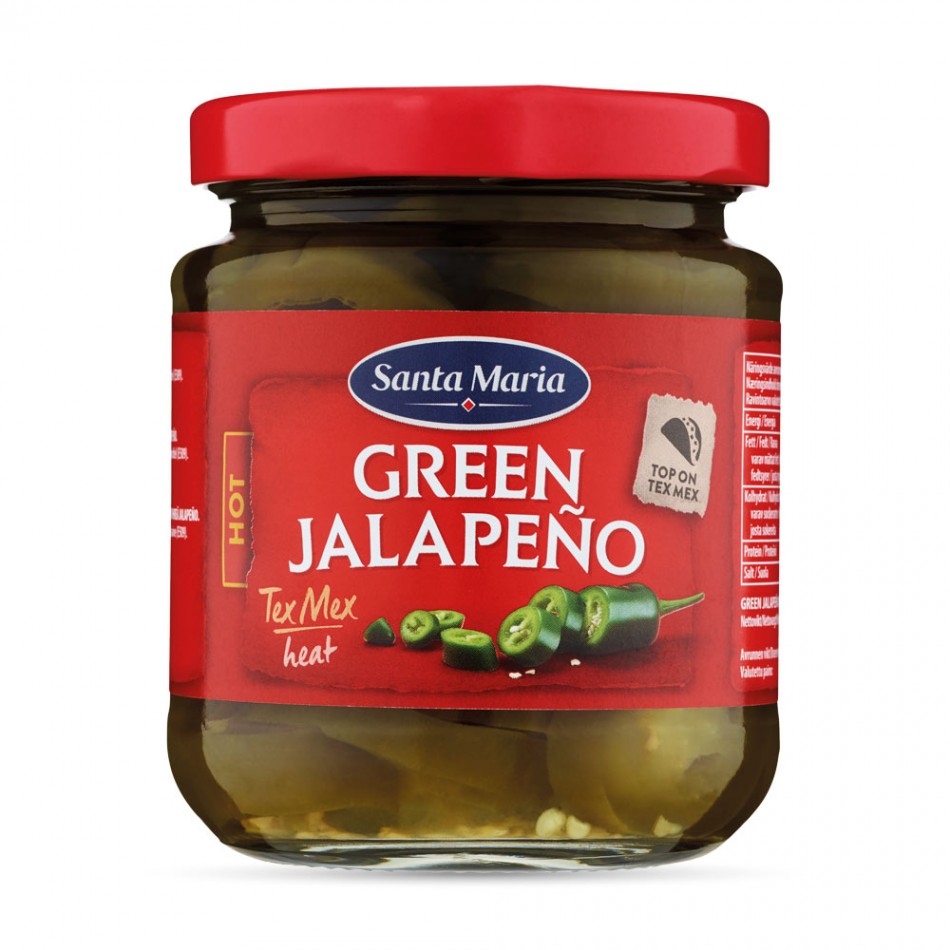 Ροδέλες από πράσινες πιπεριές Jalapeños  Santa Maria 