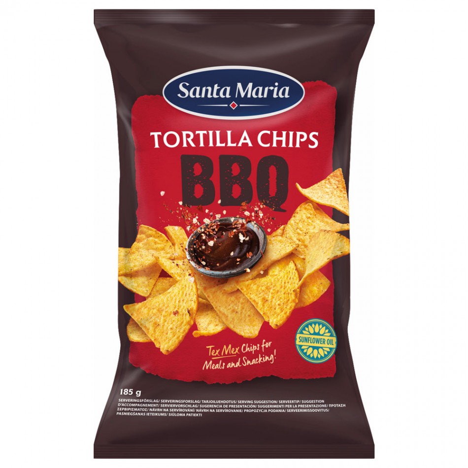 Τortilla Chips από καλαμποκάλευρο με γεύση BBQ Santa Maria 