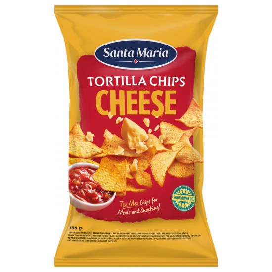 Τortilla Chips από καλαμποκάλευρο με γεύση τυρί  Santa Maria 