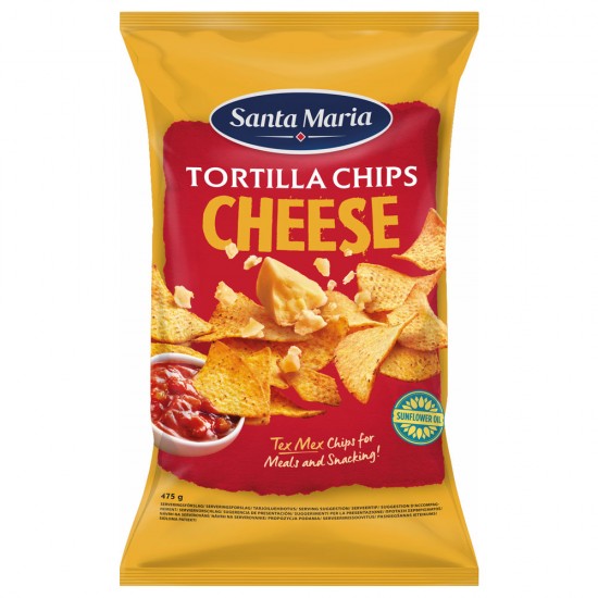 Τortilla Chips από καλαμποκάλευρο με γεύση τυρί  Santa Maria 