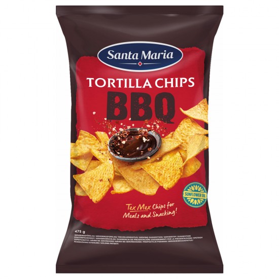 Τortilla Chips από καλαμποκάλευρο με γεύση BBQ  Santa Maria 