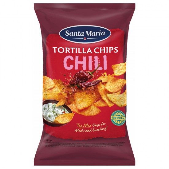 Τortilla Chips από καλαμποκάλευρο με γεύση Chilli Santa Maria 