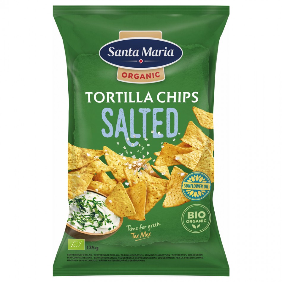 Τortilla Chips από καλαμποκάλευρο με αλάτι Oργανικά  Santa Maria 